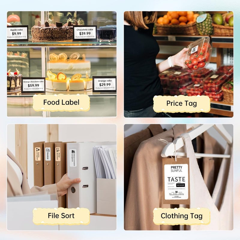 HPRT NEW1 Label Printer 2 Inch Portable Inkless Bluetooth Label Maker for Small Business, Home, School, Sticker Printer for Address, Logo, Barcode, Clothing, with Automatic Label Recognition（White） - Image 5